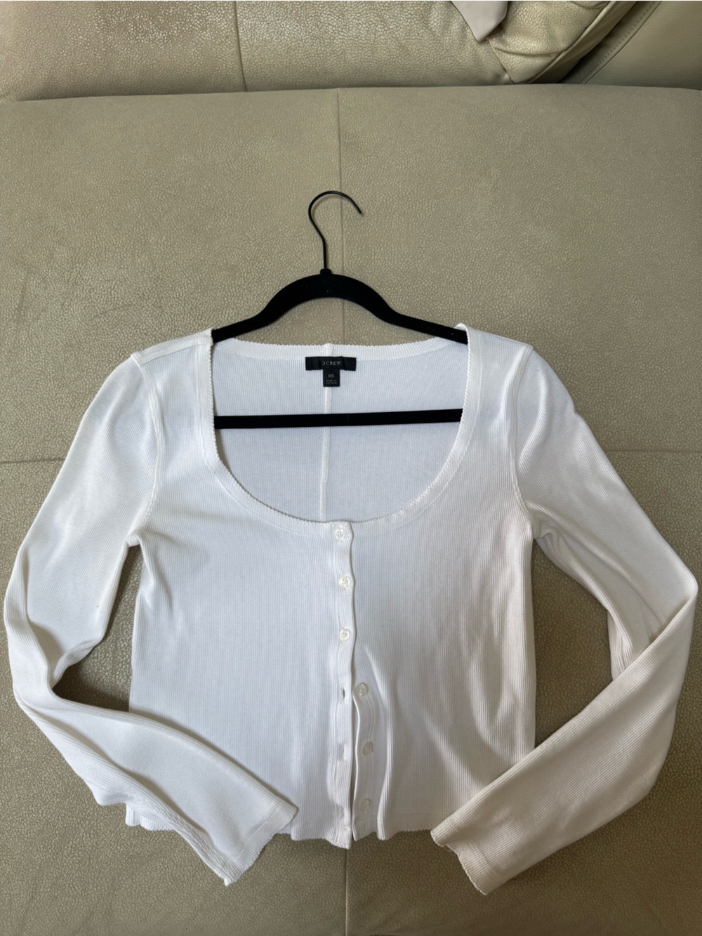 J. Crew White Long-Sleeve Button-up Top